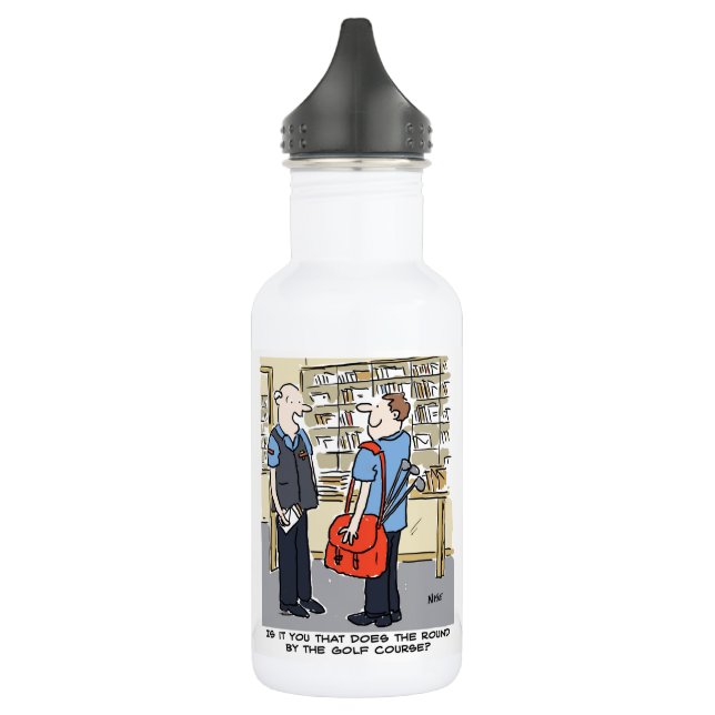 Golfer Postman Lieben Golf Cartoon Edelstahlflasche (Links)