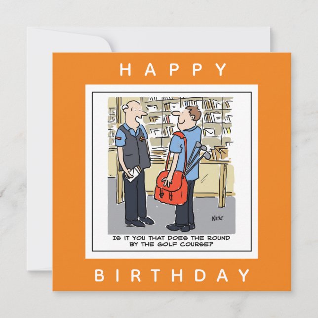 Golfer Postman Lieben Golf Cartoon Karte (Vorderseite)