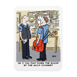 Golfer Postman Lieben Golf Cartoon Magnet
