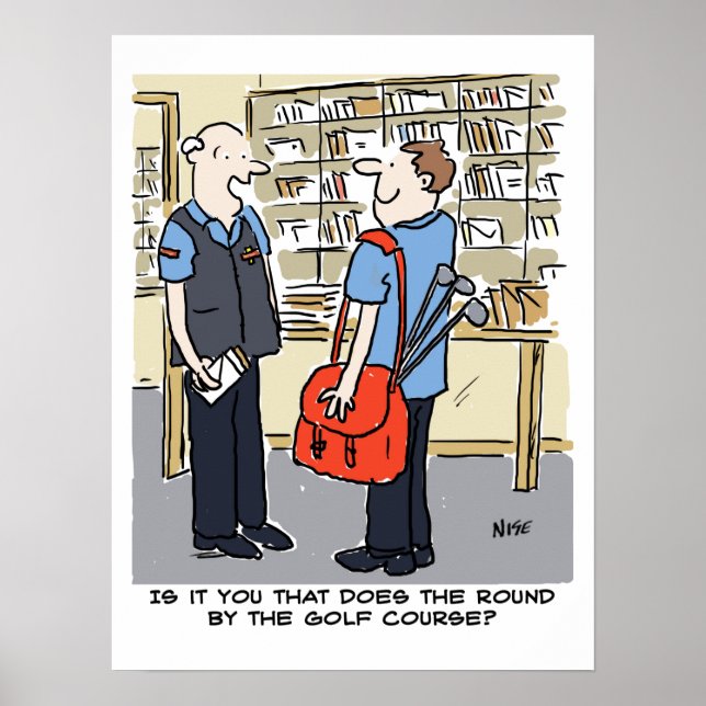 Golfer Postman Lieben Golf Cartoon Poster (Vorne)