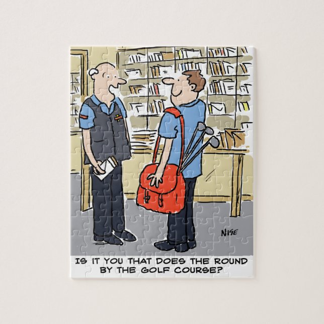 Golfer Postman Lieben Golf Cartoon Puzzle (Vertikal)