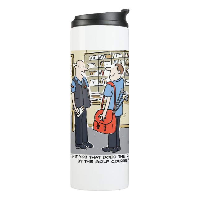 Golfer Postman Lieben Golf Cartoon Thermal Tumbler Thermosbecher (Nach links gedreht)