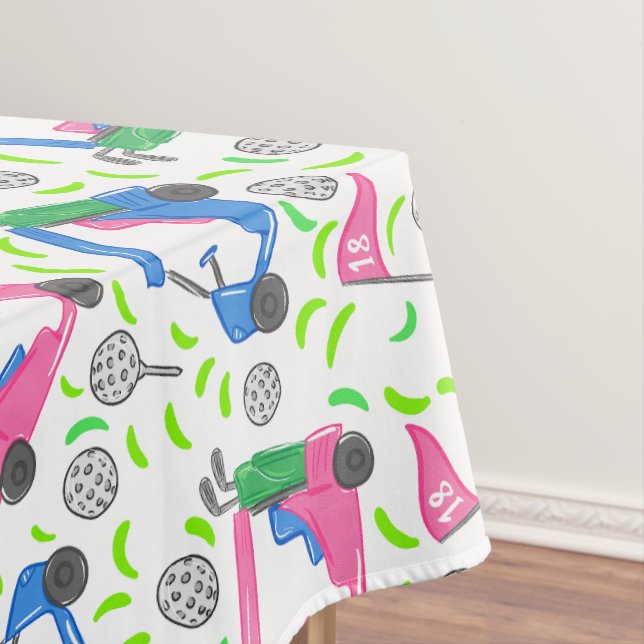 Golfer Preppy Golf Pattern Pink Blue Golf Carles Tischdecke (Beispiel)