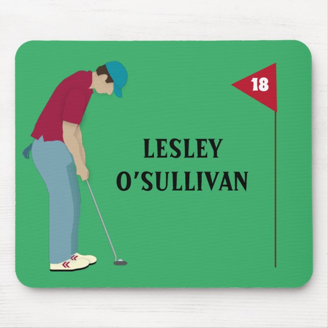 Golfer Putting Ball Themed Green Mousepad (Vorne)