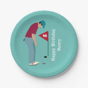 Golfer Putting Geburtstag Pappteller