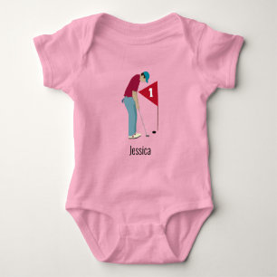 Golfer Putting Golf Ball Design Baby Strampler