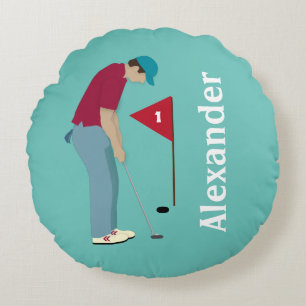 Golfer Putting Rundes Kissen
