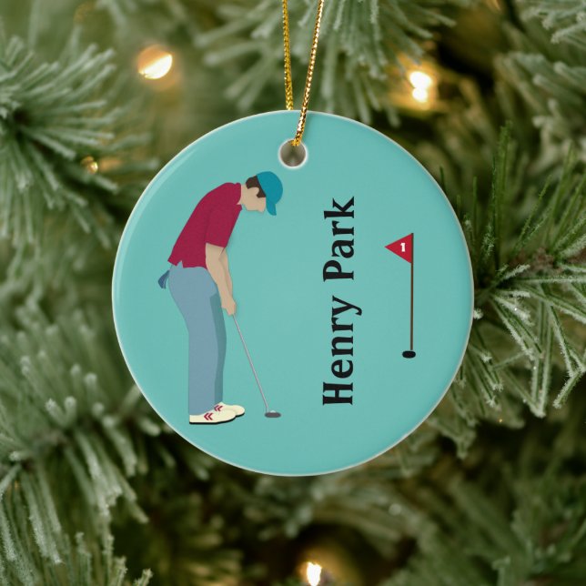Golfer Putting Weihnachten Keramik Ornament (Baum)