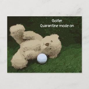 Golfer-Quarantäne auf Teddybär und Golfball Postkarte