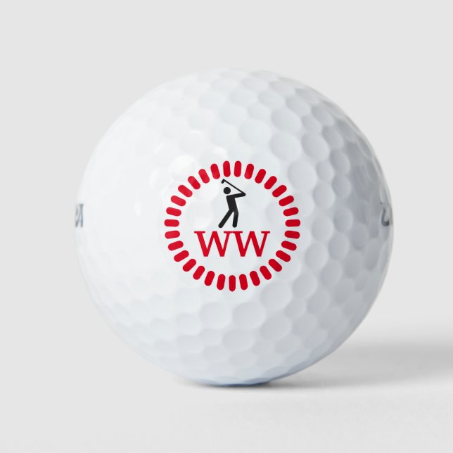 Golfer-Rotes MONOGRAM Golfball (Vorderseite)