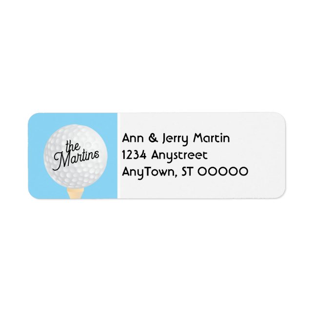 Golfer Rücksendeadresse Golfball blau und weiß (Vorne)