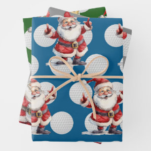 Golfer Santa Claus Golf Frohe Weihnachten Geschenkpapier Set
