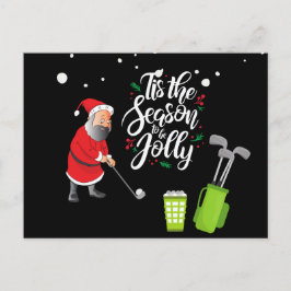 Golfer Santa Claus Golfball Schnee Weihnachten Postkarte