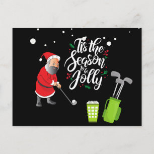 Golfer Santa Claus Golfball Schnee Weihnachten Postkarte