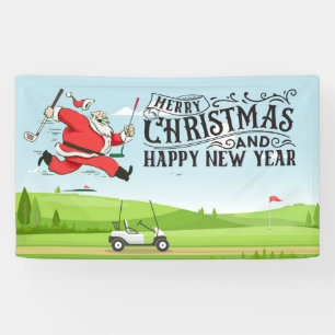Golfer Santa Claus Golfen am Kurs Weihnachten Banner