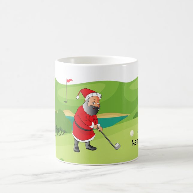 Golfer Santa Claus Golfen am Kurs Weihnachten Kaffeetasse (Mittel)