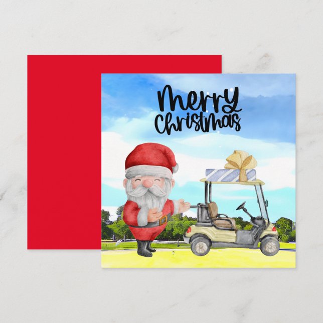 Golfer Santa Claus Golfen auf Grün zu Weihnachten (Vorne/Hinten)