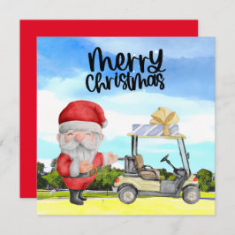 Golfer Santa Claus Golfen auf Grün zu Weihnachten