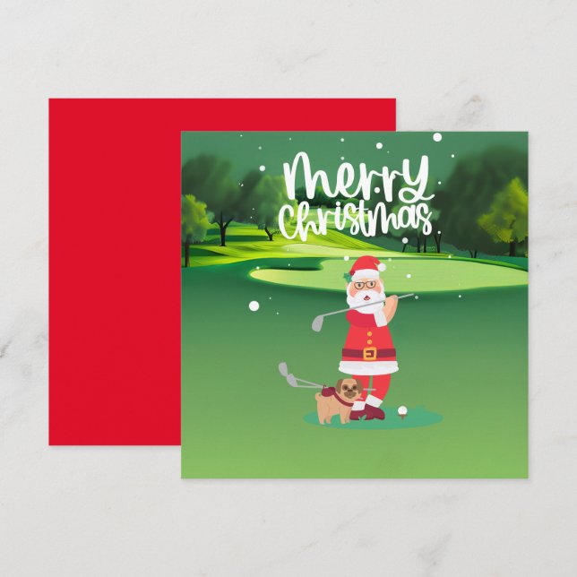 Golfer Santa Claus Golfen auf Grün zu Weihnachten (Vorne/Hinten)