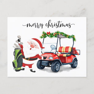Golfer Santa Claus mit Golfwagen für Weihnachten
