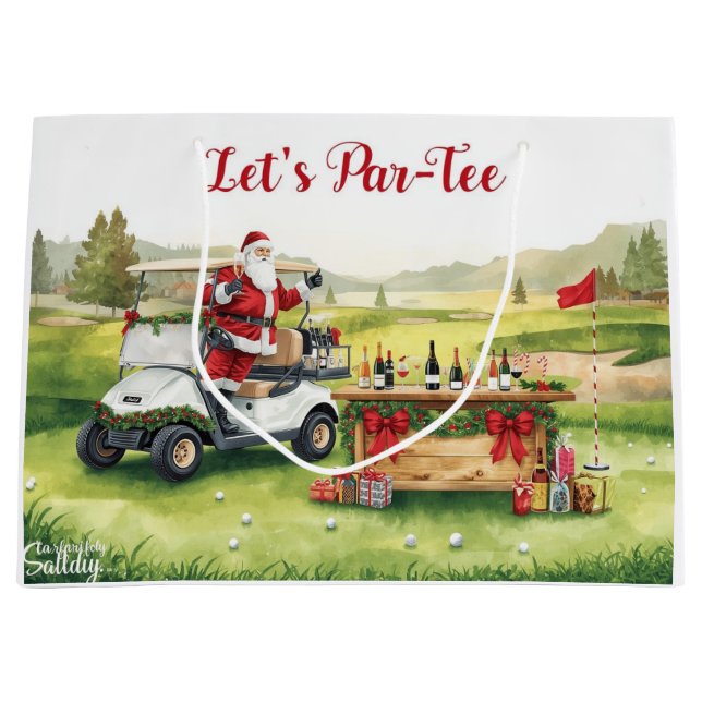 Golfer Santa Claus on Golf Course Christmas  Große Geschenktüte (Vorderseite)