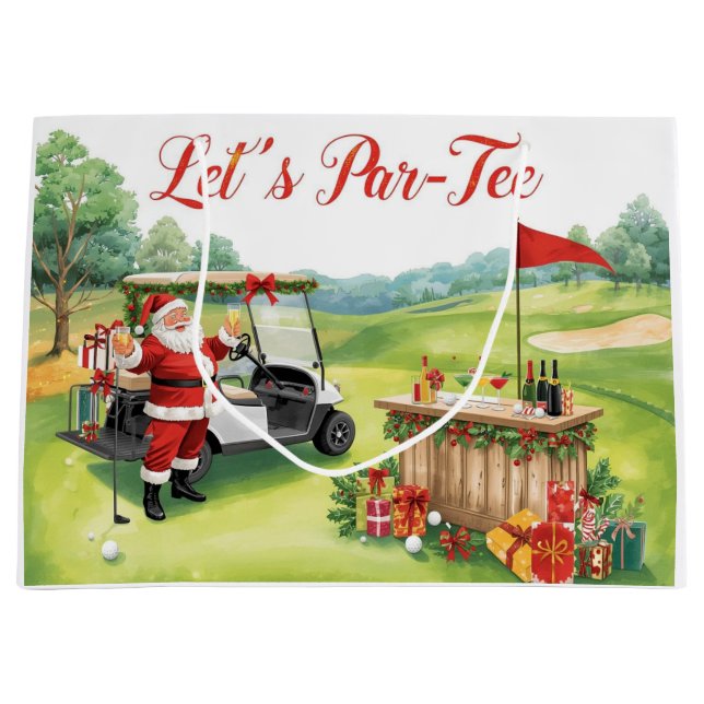 Golfer Santa Claus on Golf Course Christmas  Große Geschenktüte (Vorderseite)