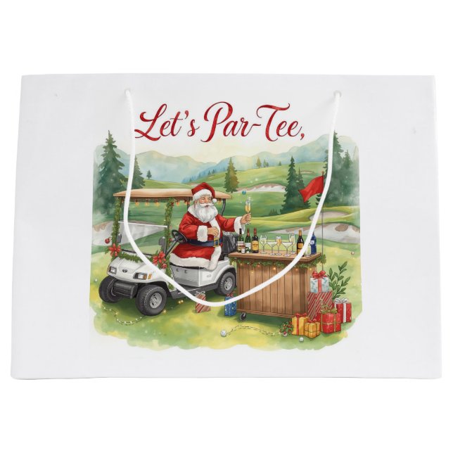 Golfer Santa Claus on Golf Course Christmas  Große Geschenktüte (Vorderseite)