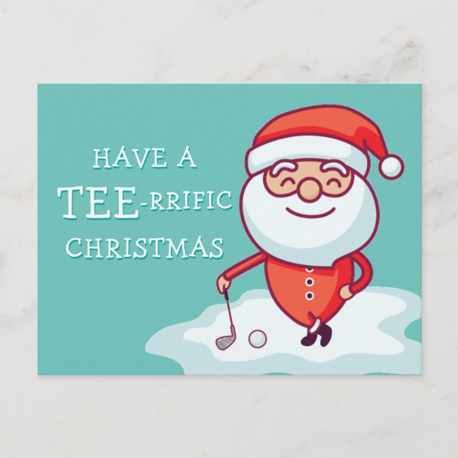 Golfer Santa Claus Postkarte (Vorderseite)