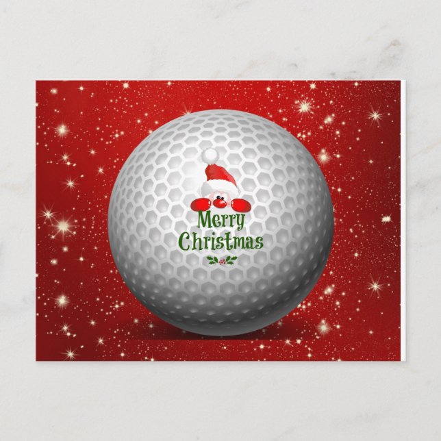 Golfer Santa Feiertagspostkarte (Vorderseite)