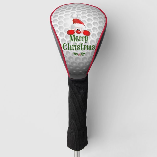 Golfer Santa, "Frohe Weihnachten" Grüße Golf Headcover (Vorderseite)