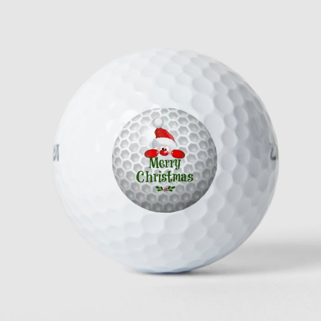 Golfer Santa, "Frohe Weihnachten" Grüße Golfball (Vorderseite)
