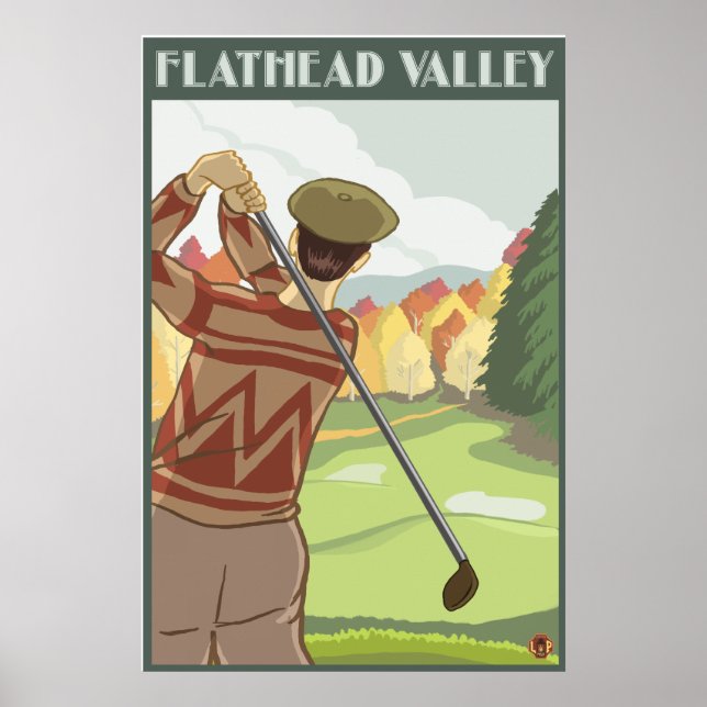Golfer Scene - Flathead lake, Montana Poster (Vorne)