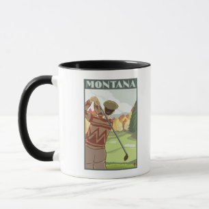 Golfer SceneMontanaVintage Reiseplakat Tasse