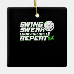 Golfer Schwung Schweiß Suche Nach Ball Keramikornament