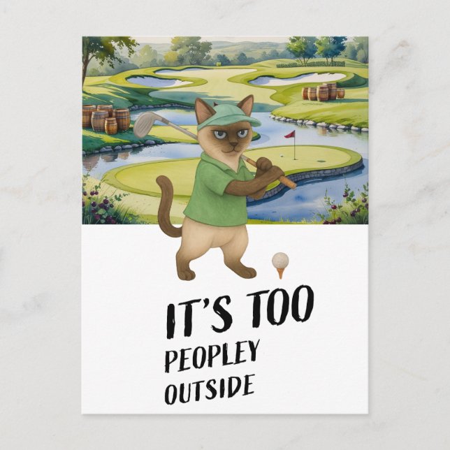 Golfer Siamese Cat Golf auf Golfplatz Postkarte (Vorderseite)
