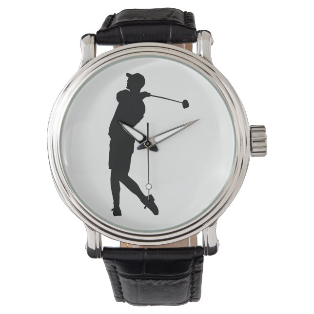 Golfer-Silhouette Armbanduhr (Vorderseite)