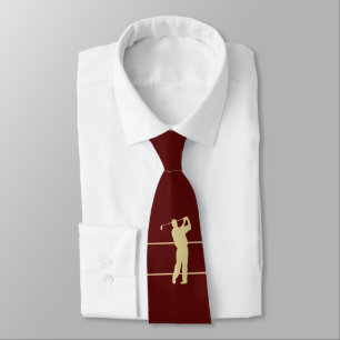 Golfer Silhouette Golfer auf Maroon Red Neck Tie Krawatte
