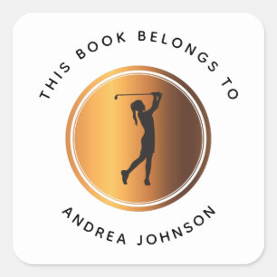 Golfer-Silhouette Golfer Buchzeichen Quadratischer Aufkleber