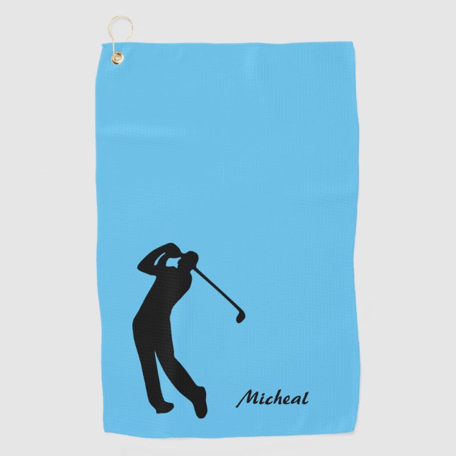 Golfer-Silhouette Golfhandtuch (Vorderseite)