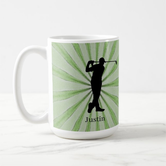 Golfer-Silhouette personalisieren Kaffeetasse (Links)