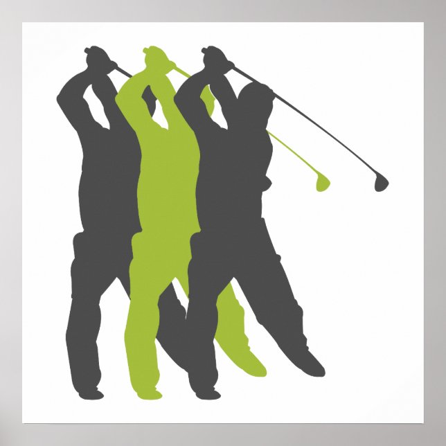 Golfer-Silhouetten Golfdesign Poster (Vorne)