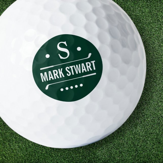 Golfer Simple Monogram Golfball mit Namen (Von Creator hochgeladen)