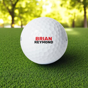 Golfer Simple RED BLACK Fett Name Golfball