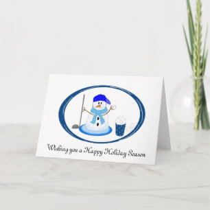 Golfer Snowman wünscht Feiertagskarte