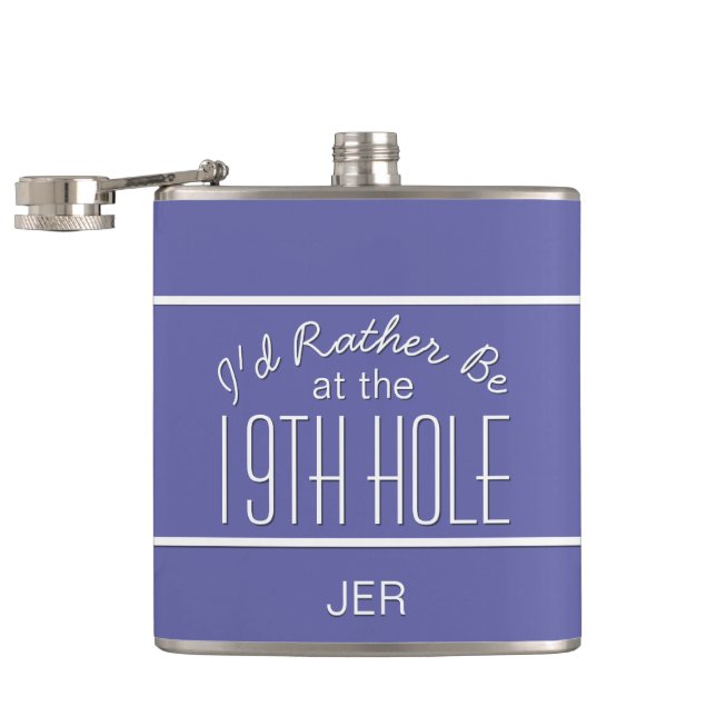 Golfer Sport Course Quote Fun Blue Flachmann (Geöffnet)