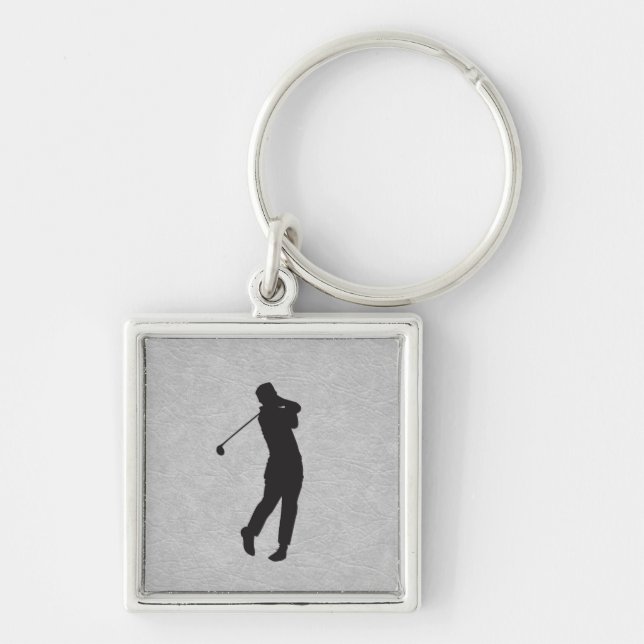 Golfer Sport Design Leather Look Schlüsselanhänger (Vorne)