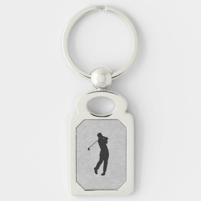 Golfer Sport Design Leather Look Schlüsselanhänger (Vorderseite)
