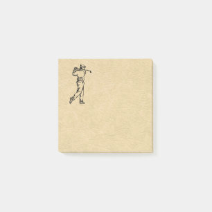 Golfer Sport Design Leder Optik Post-it Klebezettel