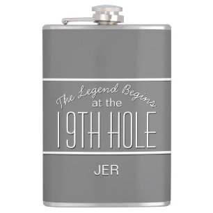 Golfer Sports Pro Classic Monogramm Spiel Grau Lus Flachmann