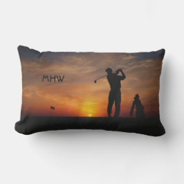 Golfer Sunset Custom Monogramm Wurfkissen Lendenkissen